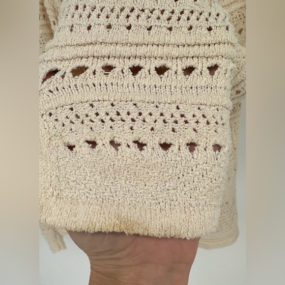 ZARA Crochet Cardigan Patch Pocket Tassel Lagenlook Sweater Size Large - Picture 9 of 14